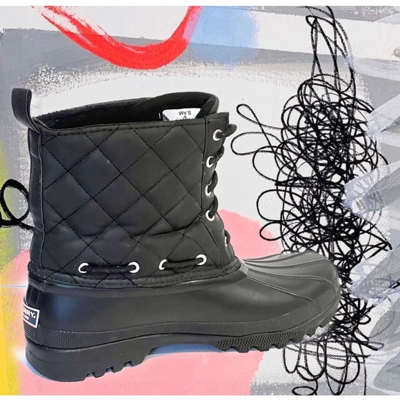 Sperry Quilted Gosling Closed Toe Mid-Calf Waterproof Black Duck Boots - Size 9 - Picture 14 of 14